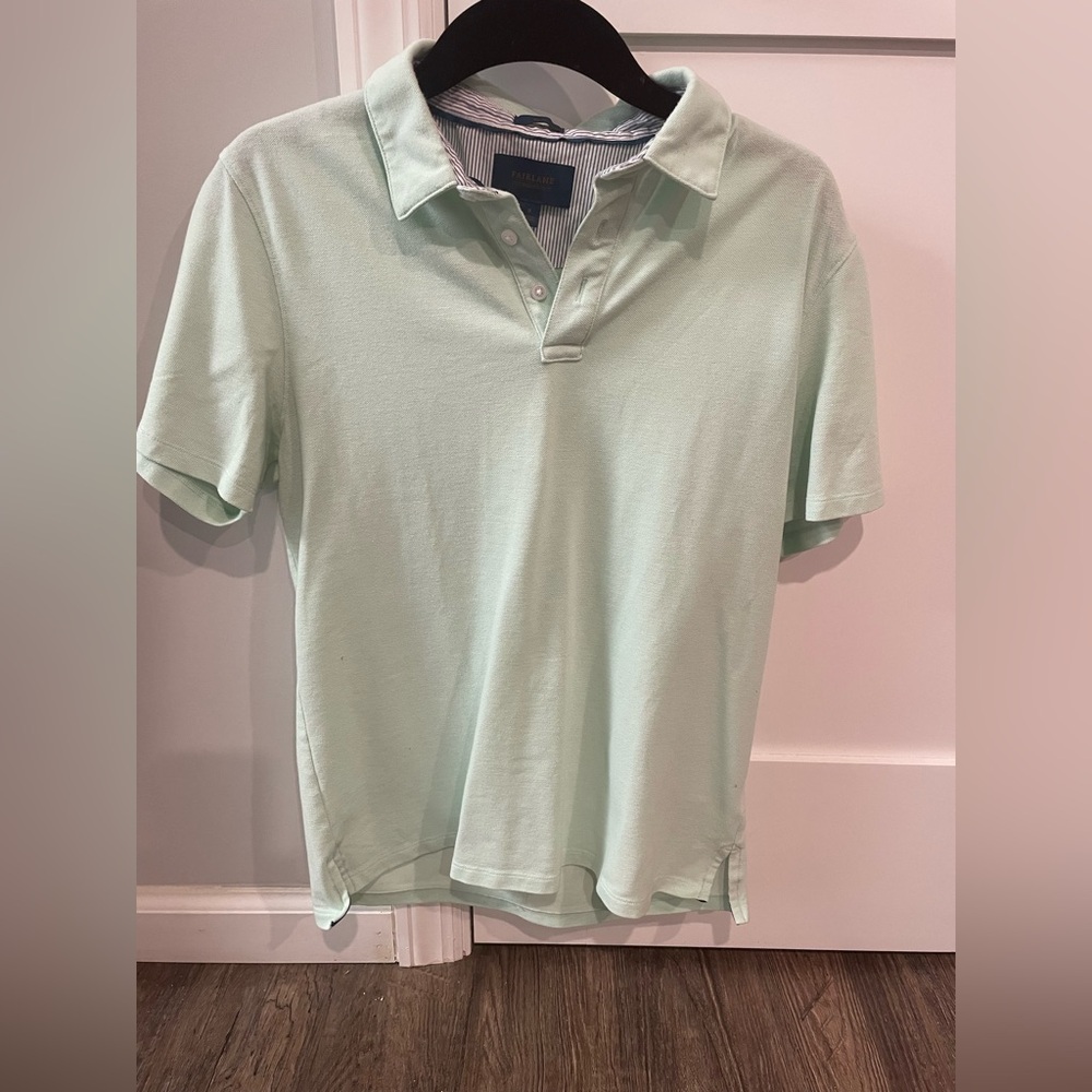 Fairlane Performance Pique Mint Green Polo Shirt Slim Fit Size Medium